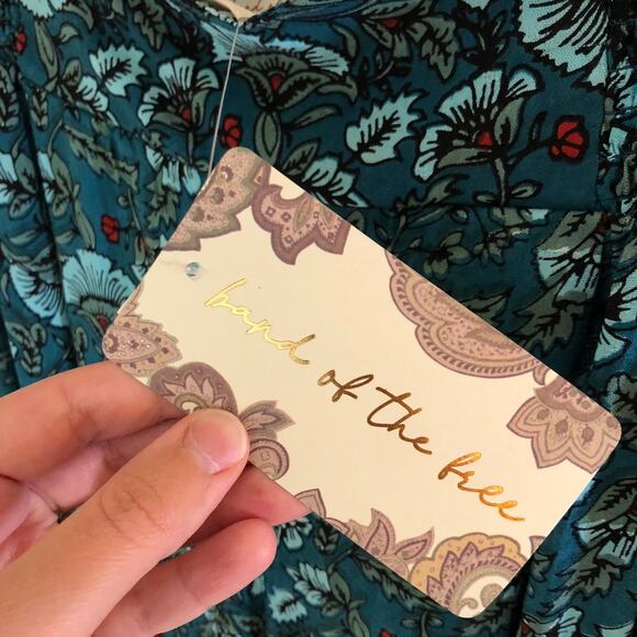 Band of the Free NWT Elise Floral Wide Leg Pull On Pants Deep Teal Aqua S - Picture 5 of 9